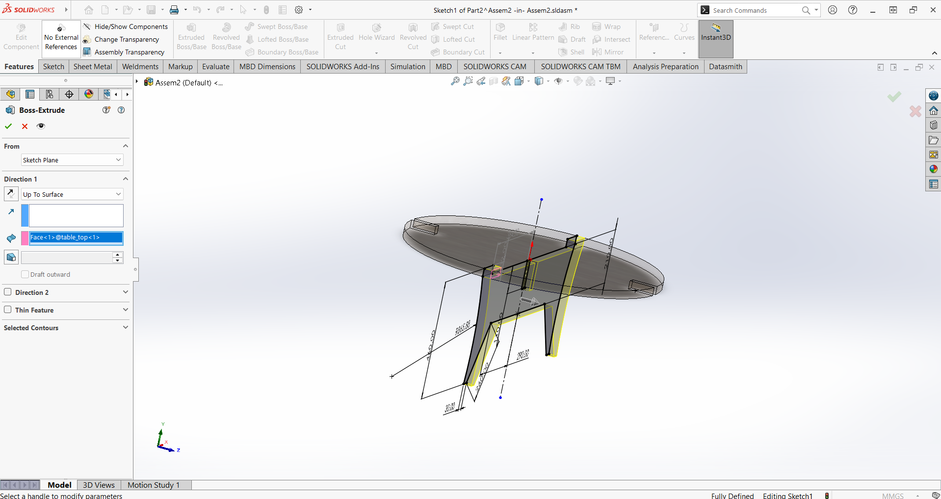 SolidWorks extrude feature - Foot 1